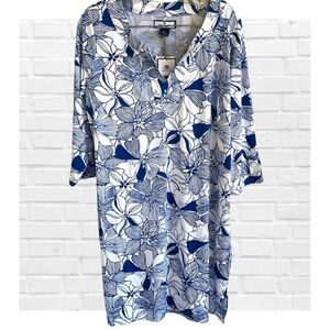 Stella Parker Island Collection UPF 50 Sun Protection Dress Coastal Large Blue